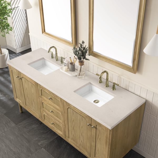 Laurent 72" Double Vanity In Light Natural Oak With Eternal Marfil Top