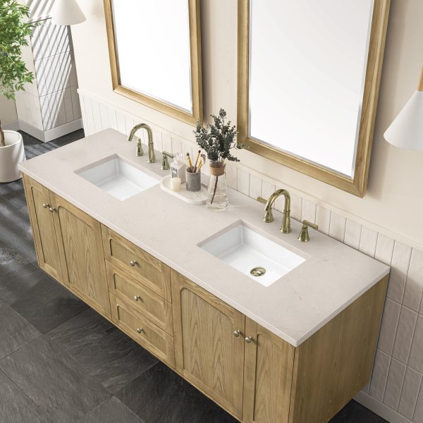 Laurent 72" Double Vanity In Light Natural Oak With Eternal Marfil Top