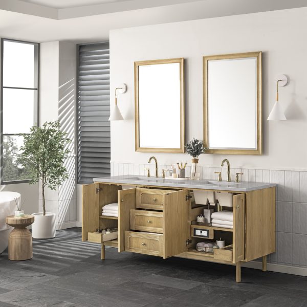 Laurent 72" Double Vanity In Light Natural Oak With Eternal Serena Top