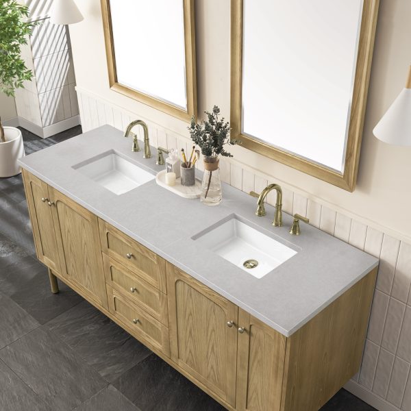 Laurent 72" Double Vanity In Light Natural Oak With Eternal Serena Top