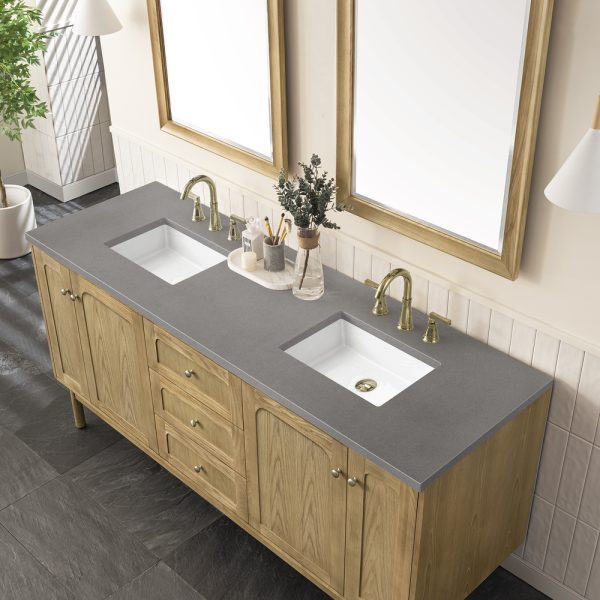 Laurent 72" Double Vanity In Light Natural Oak With Grey Expo Top