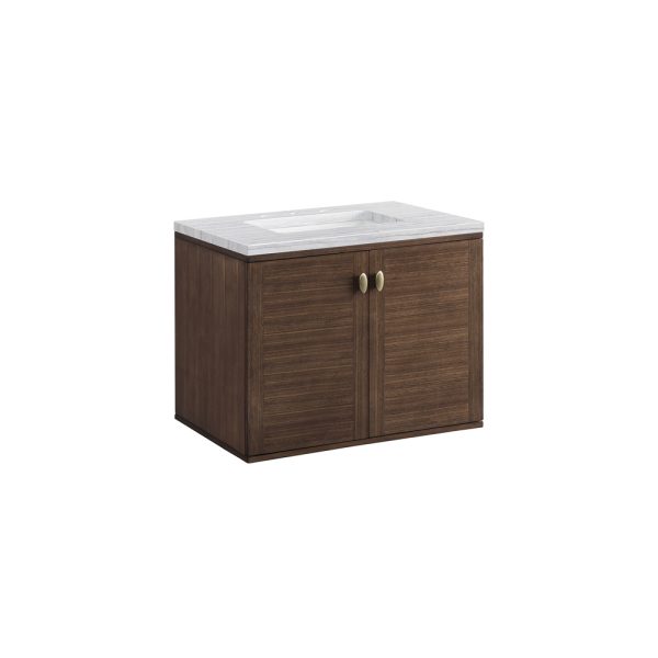 Amberly 30" Bathroom Vanity In Mid-Century Walnut With Arctic Fall Top