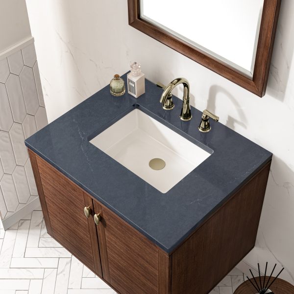 Amberly 30" Bathroom Vanity In Mid-Century Walnut With Charcoal Soapstone Top