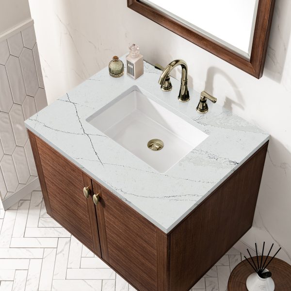 Amberly 30" Bathroom Vanity In Mid-Century Walnut With Ethereal Noctics Top
