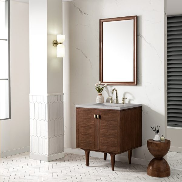 Amberly 30" Bathroom Vanity In Mid-Century Walnut With Eternal Serena Top