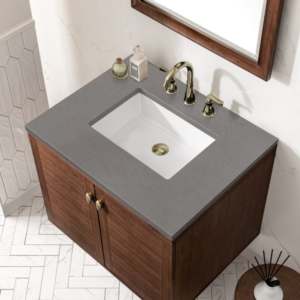 Amberly 30" Bathroom Vanity In Mid-Century Walnut With Gray Expo Top