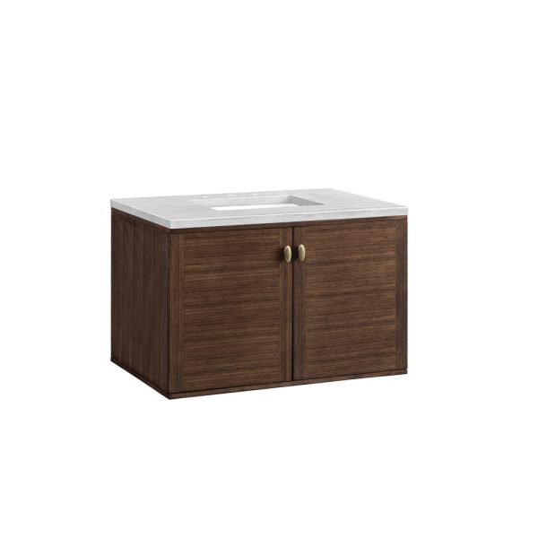 Amberly 36" Bathroom Vanity In Mid-Century Walnut With Arctic Fall Top