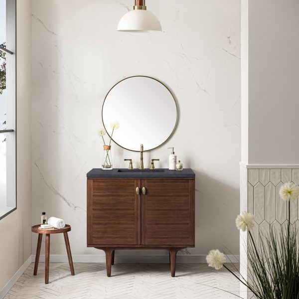 Amberly 36" Bathroom Vanity Cabinet In Mid-Century Walnut