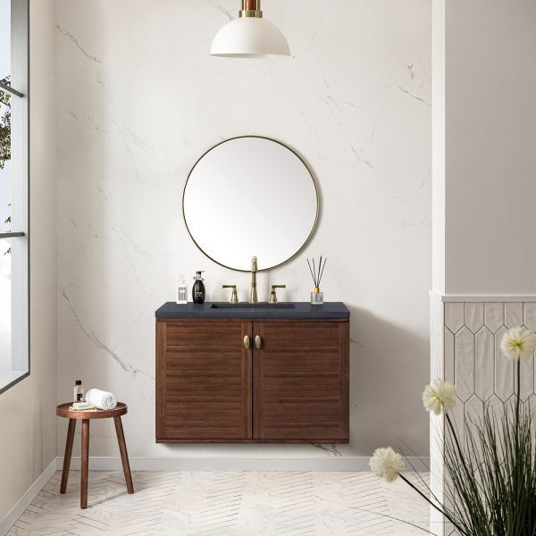 Amberly 36" Bathroom Vanity Cabinet In Mid-Century Walnut