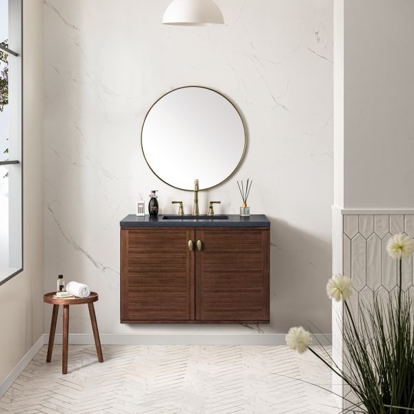 Amberly 36" Bathroom Vanity In Mid-Century Walnut With Charcoal Top
