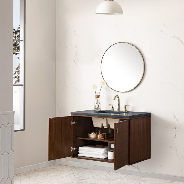 Amberly 36" Bathroom Vanity In Mid-Century Walnut With Charcoal Top