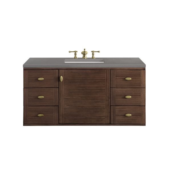 Amberly 48" Single Vanity In Mid-Century Walnut With Grey Expo Top