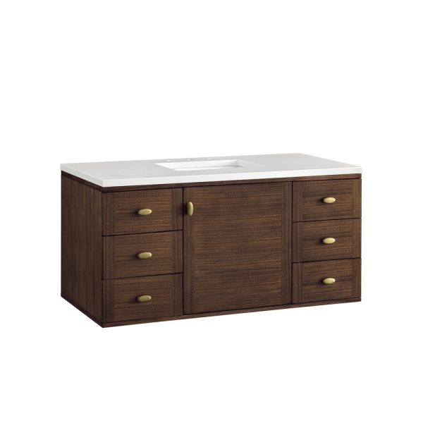 Amberly 48" Single Vanity In Mid-Century Walnut With White Zeus Top