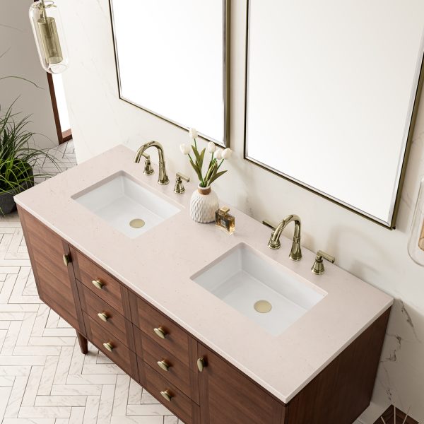 Amberly 60" Double Vanity In Mid-Century Walnut With Etenal Marfil Top