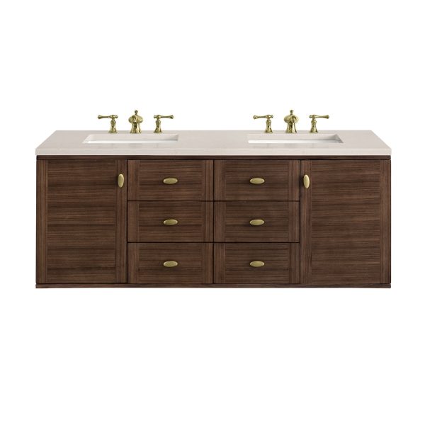 Amberly 60" Double Vanity In Mid-Century Walnut With Etenal Marfil Top