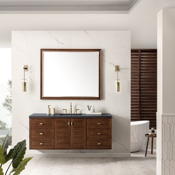 Amberly 60" Single Vanity In Mid-Century Charcoal Soapstone Top