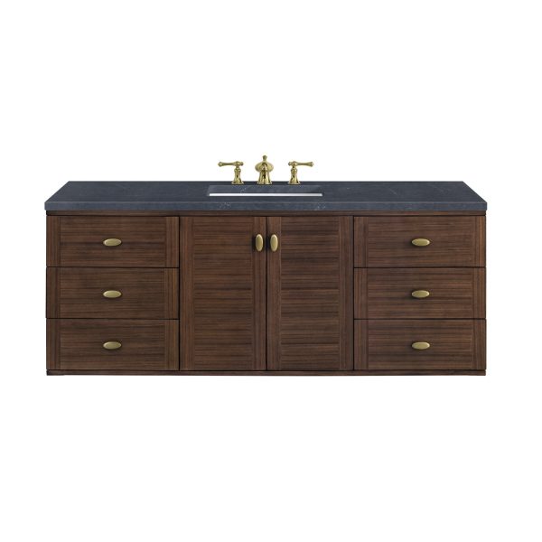 Amberly 60" Single Vanity In Mid-Century Charcoal Soapstone Top