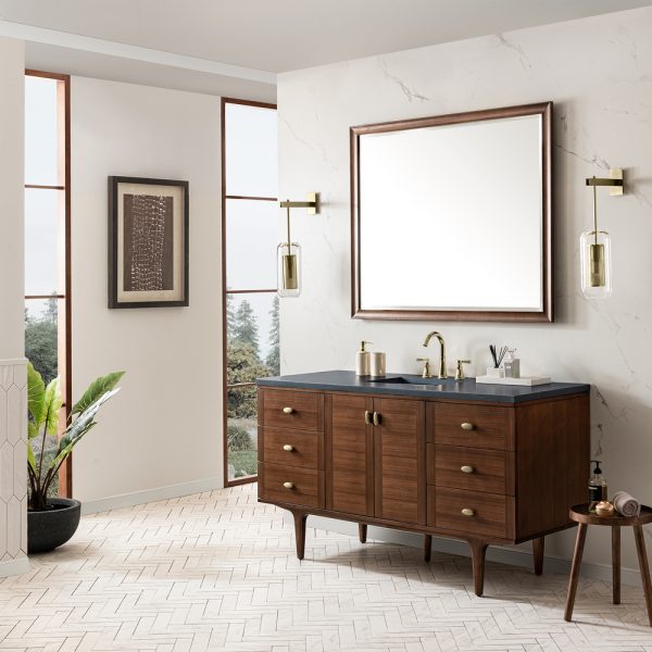 Amberly 60" Single Vanity In Mid-Century Charcoal Soapstone Top