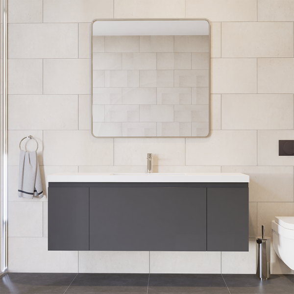 Prato 60" Single Wall Mount Bathroom Vanity In Gray
