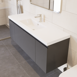 Prato 60" Single Wall Mount Bathroom Vanity In Gray