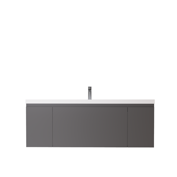 Prato 60" Single Wall Mount Bathroom Vanity In Gray