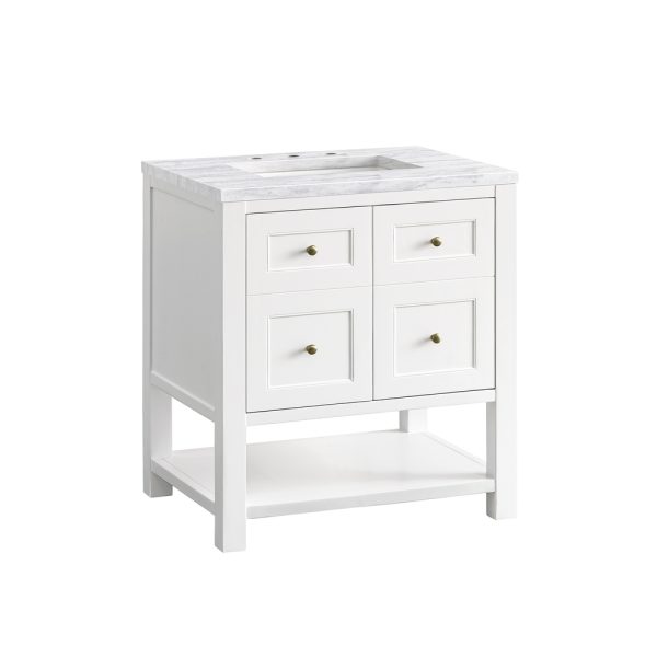 Breckenridge 30" Bathroom Vanity In Bright White With Arctic Fall Top