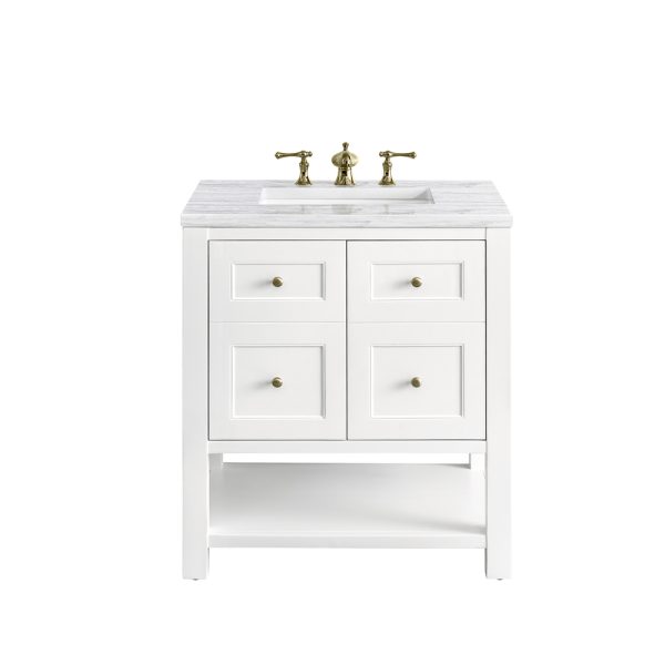 Breckenridge 30" Bathroom Vanity In Bright White With Arctic Fall Top