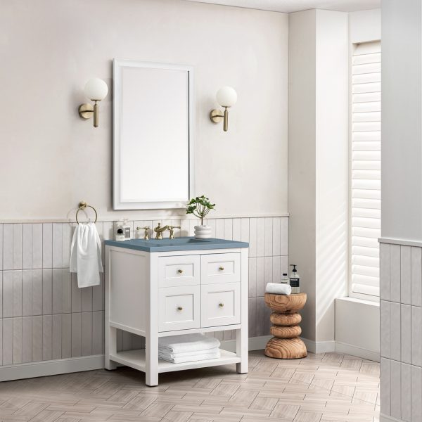 Breckenridge 30" Bathroom Vanity In Bright White With Cala Blue Top