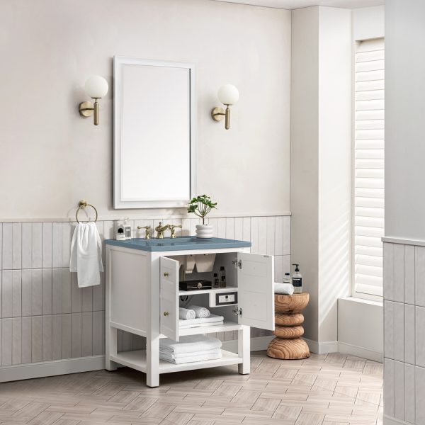 Breckenridge 30" Bathroom Vanity In Bright White With Cala Blue Top