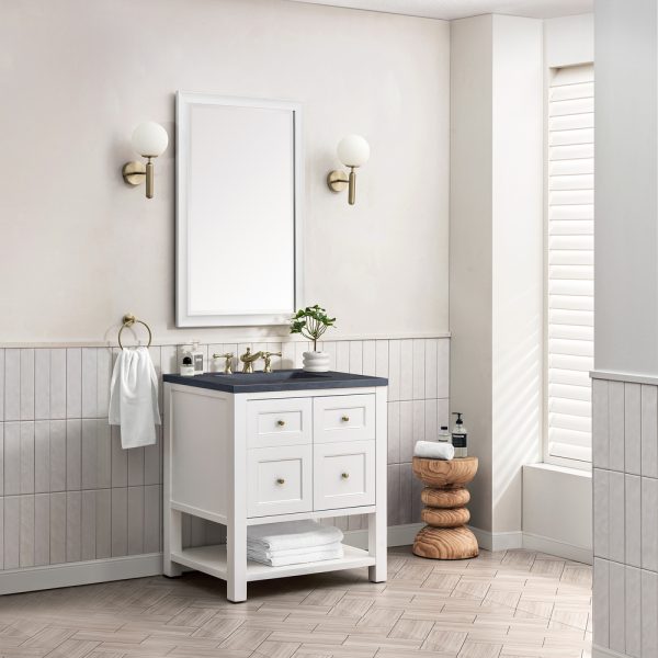 Breckenridge 30" Bathroom Vanity In Bright White With Charcoal Soapstone Top