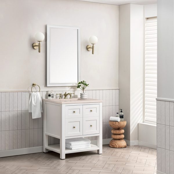 Breckenridge 30" Bathroom Vanity In Bright White With Eternal Marfil Top