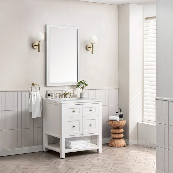 Breckenridge 30" Bathroom Vanity In Bright White With Ethereal Noctis Top