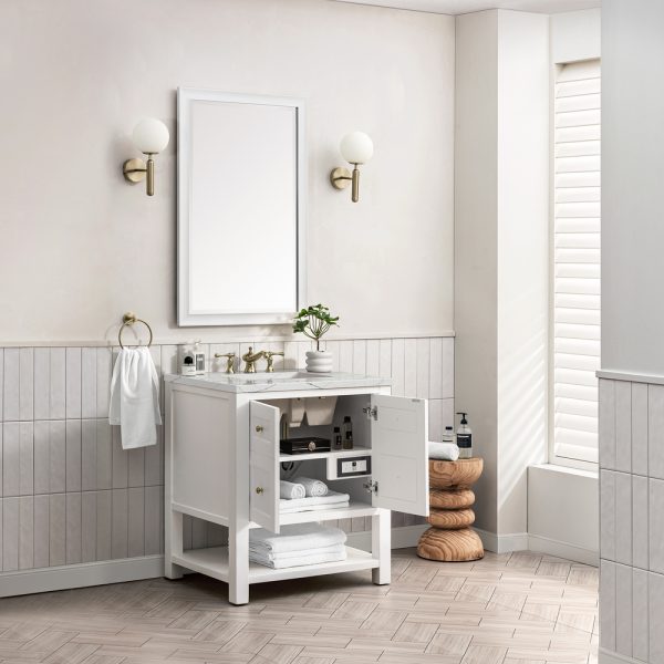 Breckenridge 30" Bathroom Vanity In Bright White With Ethereal Noctis Top