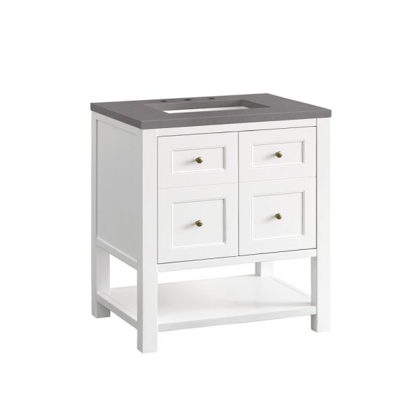 Breckenridge 30" Bathroom Vanity In Bright White With Grey Expo Top