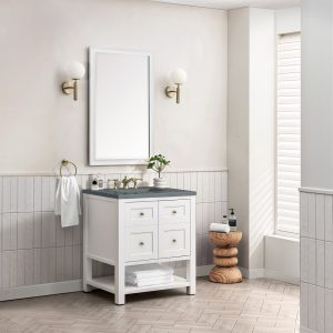 Breckenridge 30" Bathroom Vanity In Bright White With Grey Expo Top