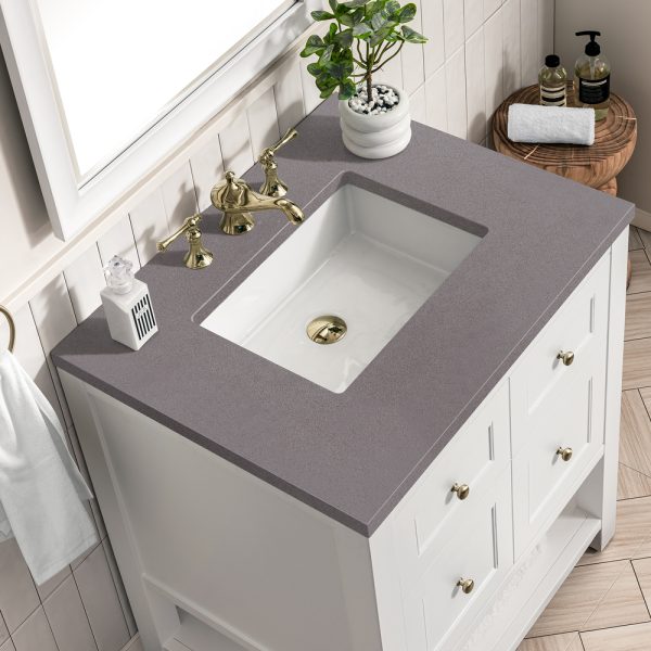 Breckenridge 30" Bathroom Vanity In Bright White With Grey Expo Top