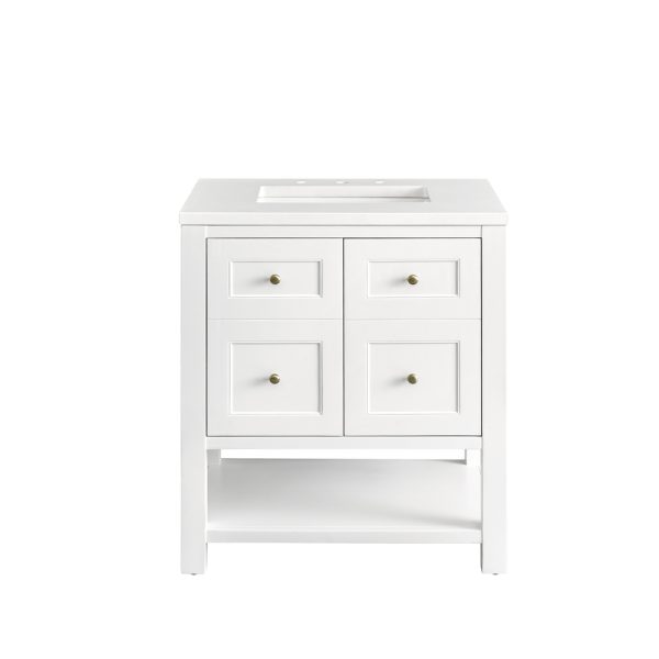 Breckenridge 30" Bathroom Vanity In Bright White With White Zeus Top