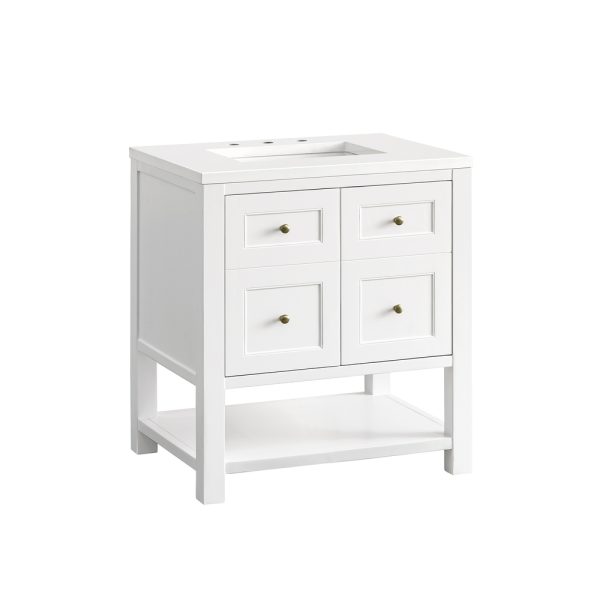 Breckenridge 30" Bathroom Vanity In Bright White With White Zeus Top