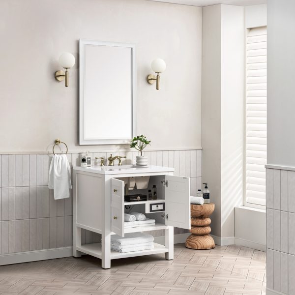 Breckenridge 30" Bathroom Vanity In Bright White With White Zeus Top