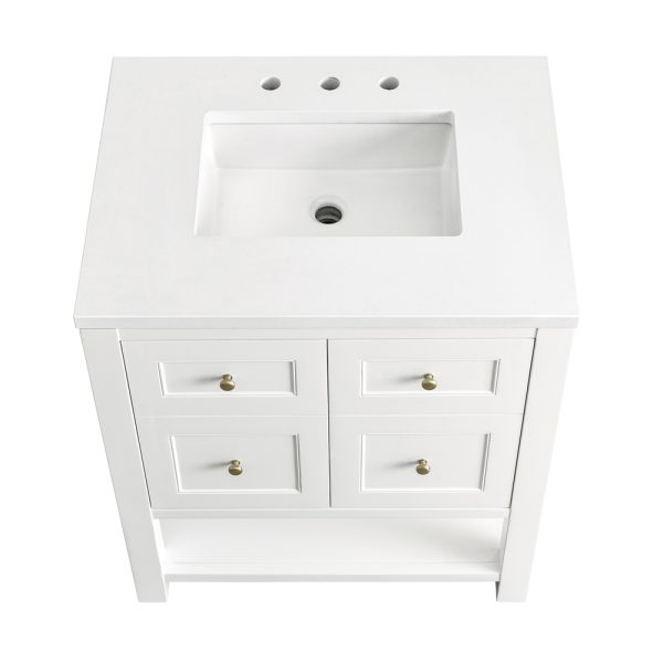 Breckenridge 30" Bathroom Vanity In Bright White With White Zeus Top