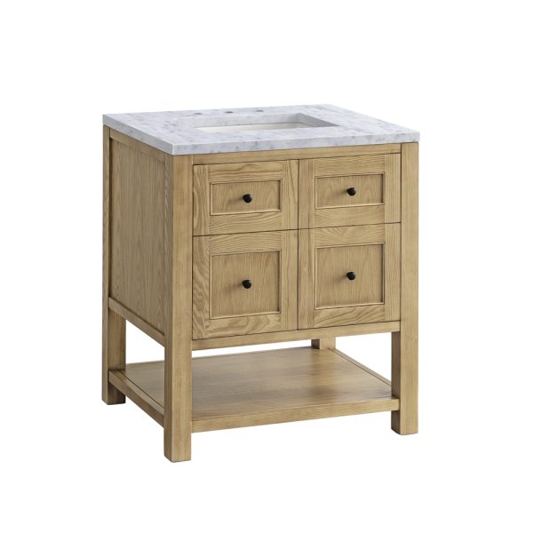 Breckenridge 30" Bathroom Vanity In Natural Light Oak With Carrara Marble Top