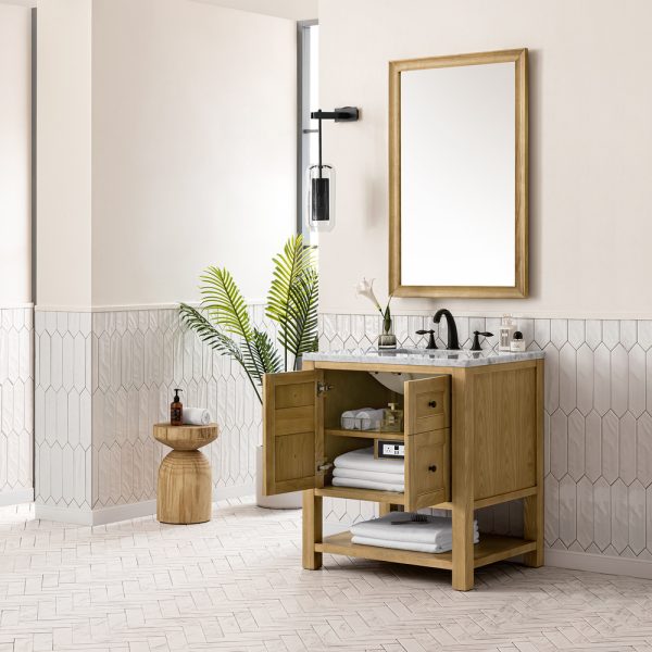 Breckenridge 30" Bathroom Vanity In Natural Light Oak With Carrara Marble Top