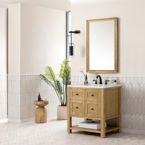 Breckenridge 30" Bathroom Vanity In Natural Light Oak With Ethereal Noctis Top