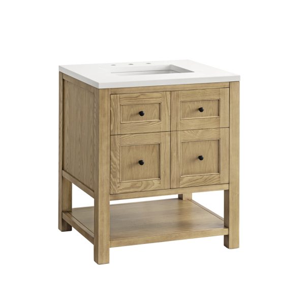 Breckenridge 30" Bathroom Vanity In Natural Light Oak With White Zeus Top