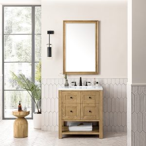 Breckenridge 30" Bathroom Vanity In Natural Light Oak With White Zeus Top
