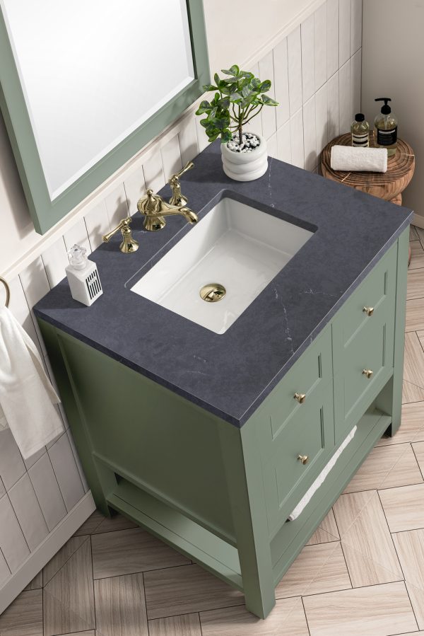 Breckenridge 30" Bathroom Vanity In Smokey Celadon With Charcoal Soapstone Top