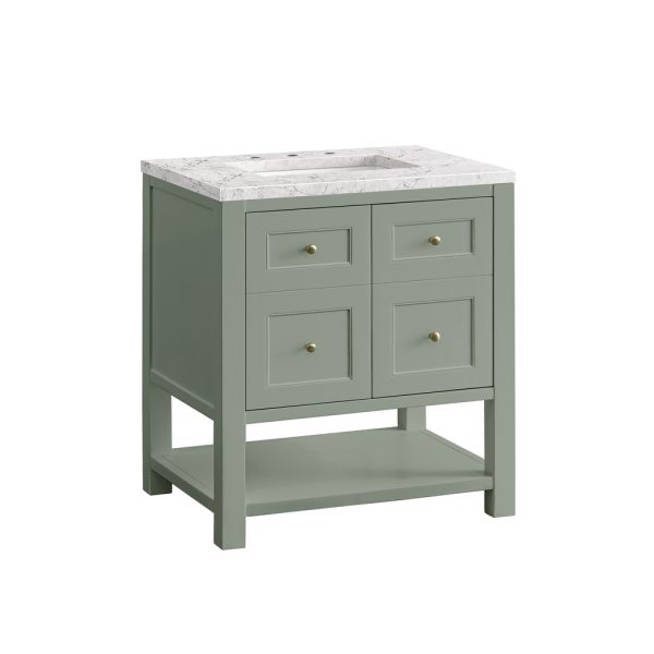 Breckenridge 30" Bathroom Vanity In Smokey Celadon With Eternal Jasmine Pearl Top