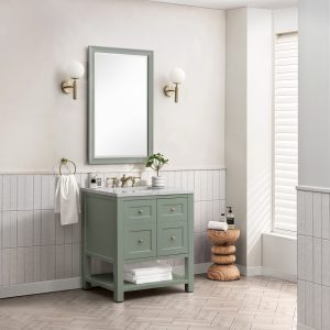 Breckenridge 30" Bathroom Vanity In Smokey Celadon With Eternal Jasmine Pearl Top