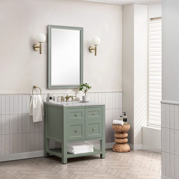 Breckenridge 30" Bathroom Vanity In Smokey Celadon With Eternal Jasmine Pearl Top