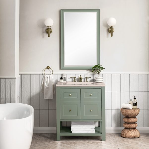 Breckenridge 30" Bathroom Vanity In Smokey Celadon With Eternal Marfil Top